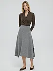 custom side slit knit midi skirt wool blend casual skirt factory